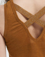 IKKS - Camiseta Sin Mangas Camel En Lino I.Code - Camel