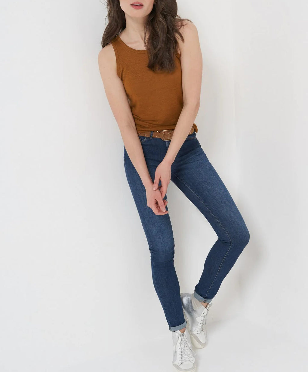 IKKS - Camiseta Sin Mangas Camel En Lino I.Code - Camel