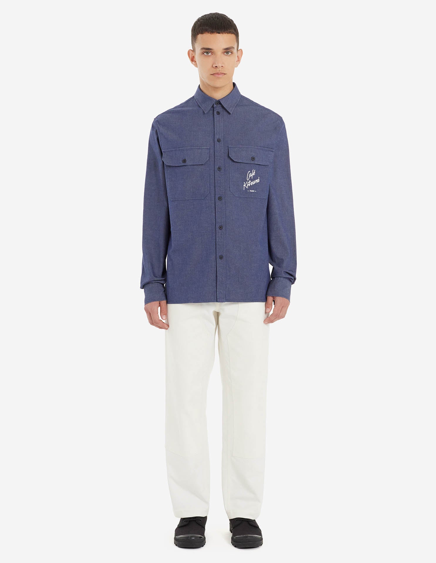 Café Chambray Shirt - Navy