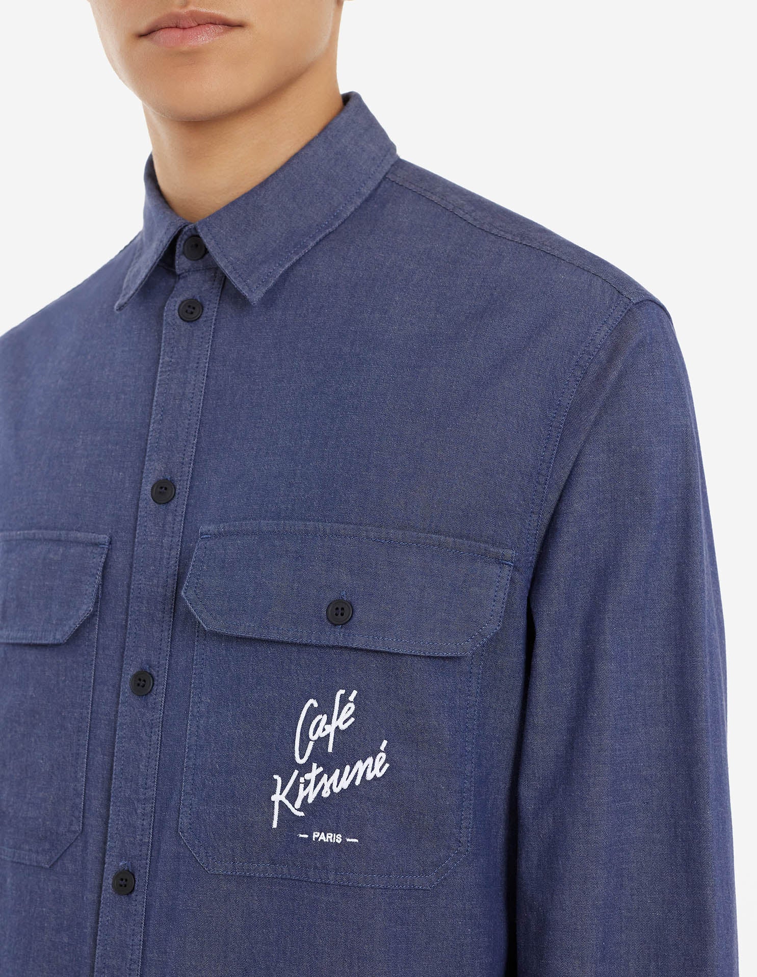 Café Chambray Shirt - Navy