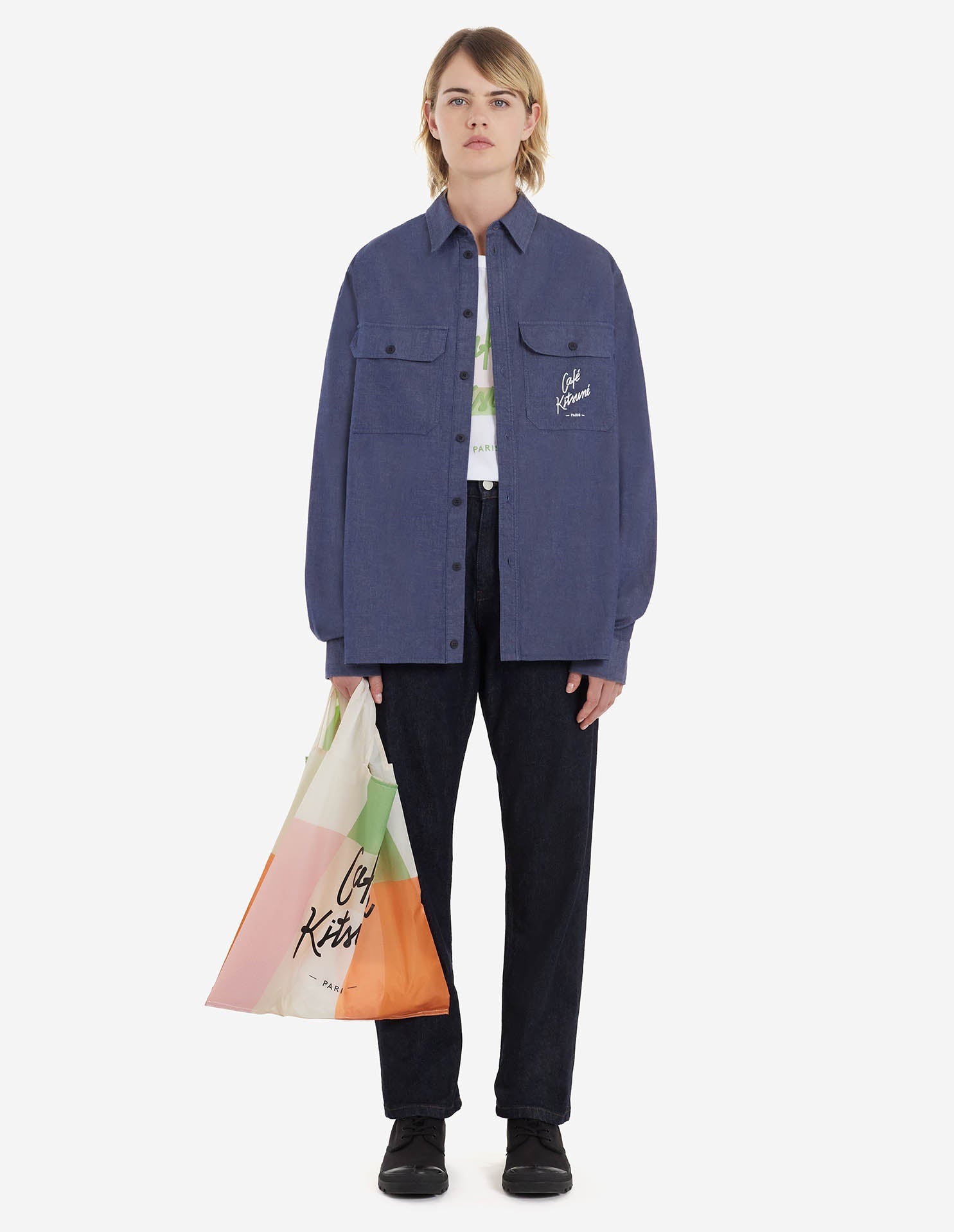 Café Chambray Shirt - Navy