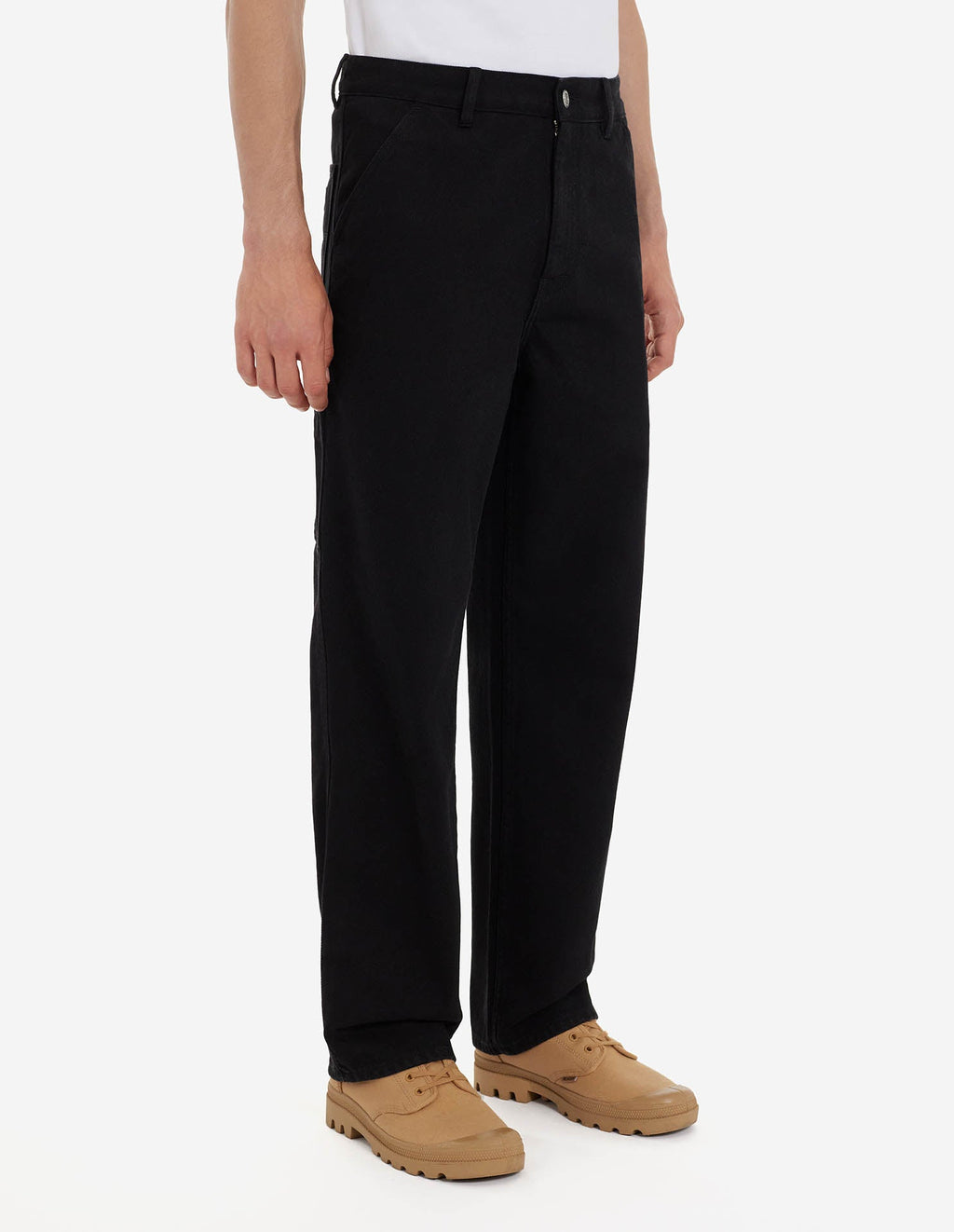 Café Denim Worker Trousers - Black