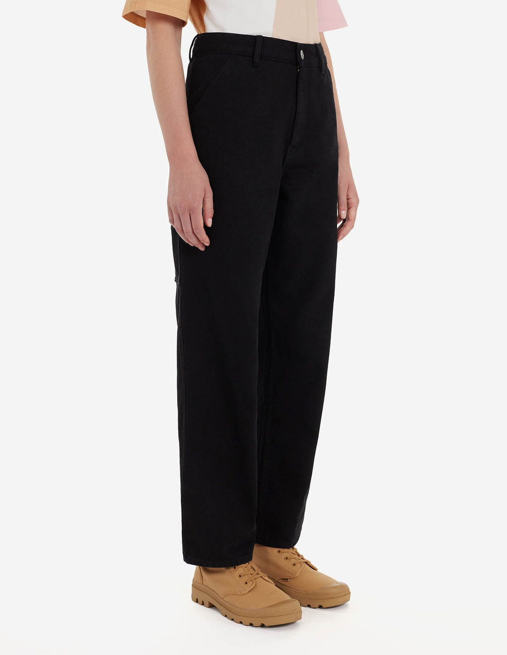 Café Denim Worker Trousers - Black