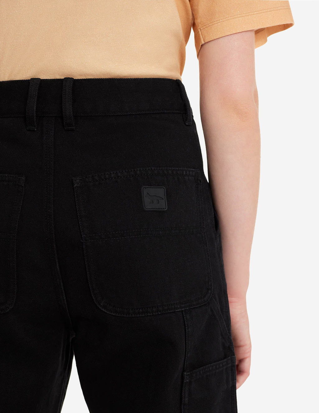 Café Denim Worker Trousers - Black
