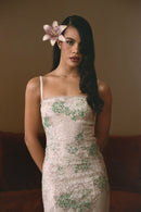 Robe À Sequins Et À Imprimé - Feuilles