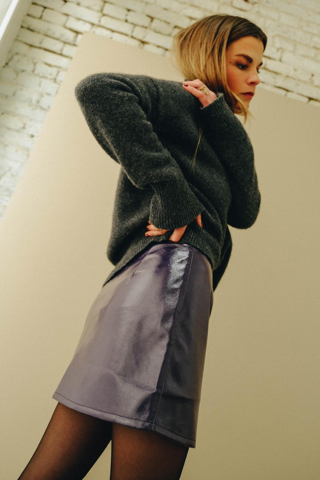 Celeste Vinyl Skirt Plum