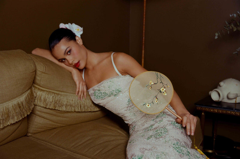 Robe À Sequins Et À Imprimé - Feuilles