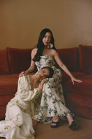 Robe Bustier En Velours Dévoré À Drapé - Oiseaux