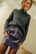 Celeste Vinyl Skirt Plum