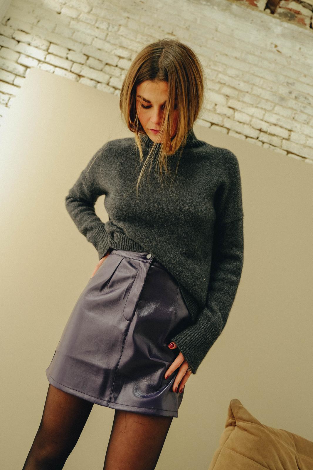 Celeste Vinyl Skirt Plum