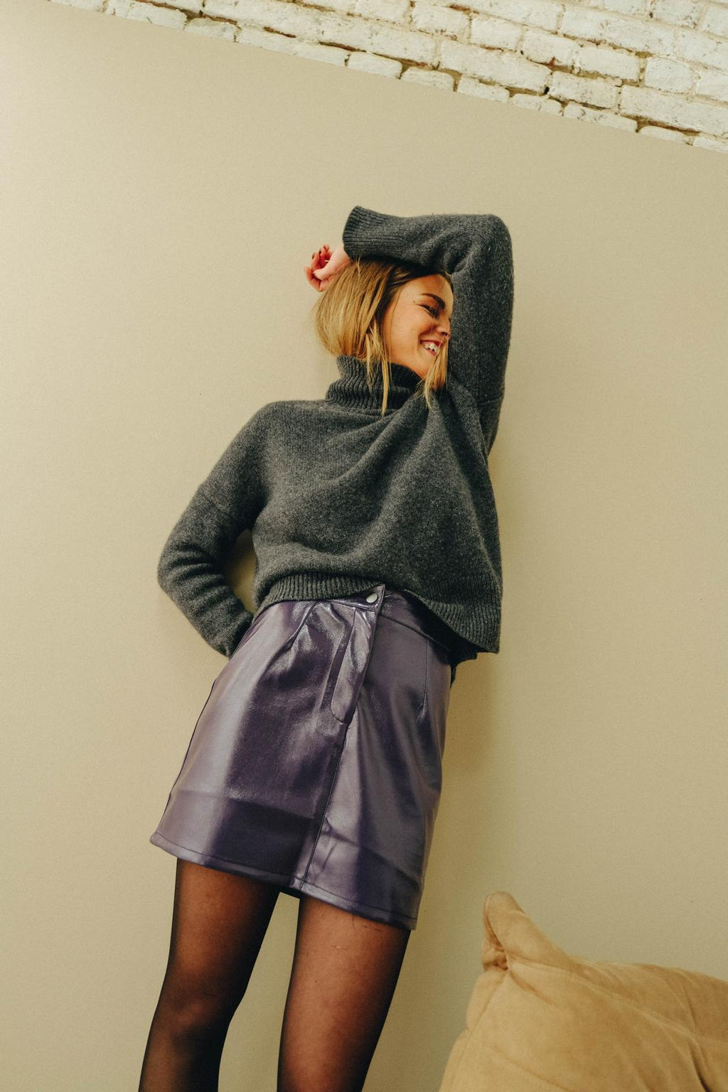 Celeste Vinyl Skirt Plum