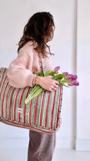 Bolsa tote a rayas de ladrillo