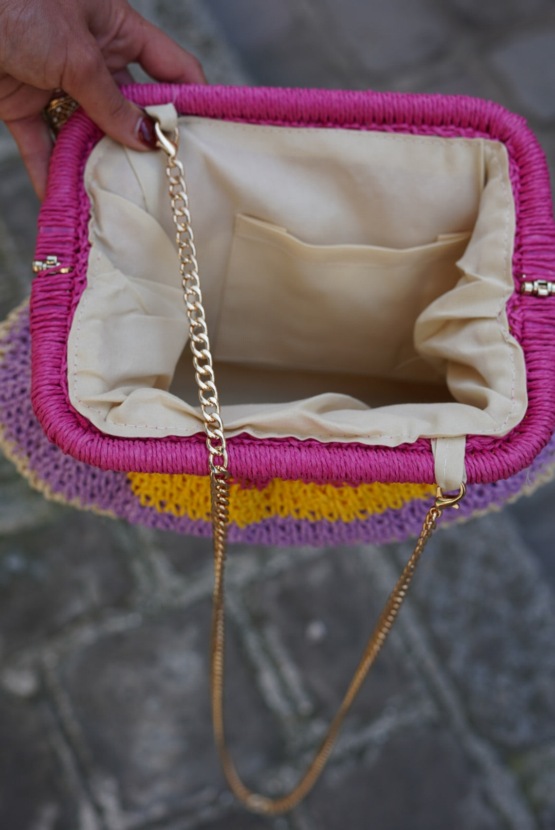 Pink Straw Bag