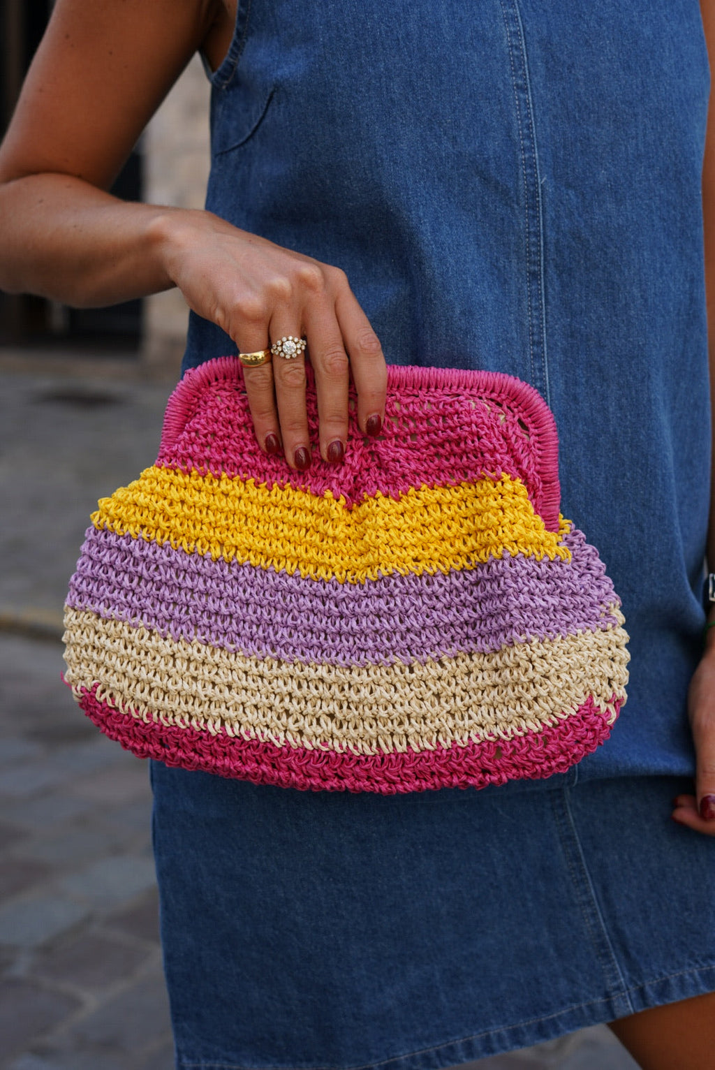 Pink Straw Bag