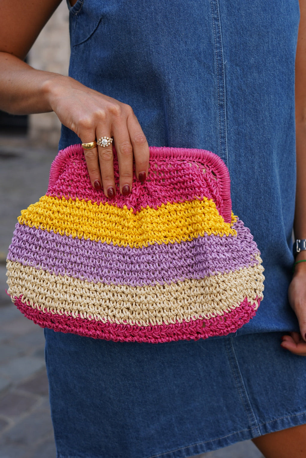 Pink Straw Bag