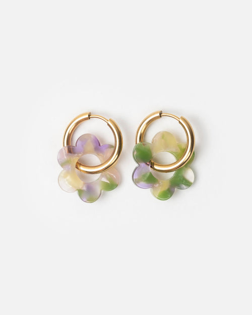 Pendientes Baby Fleurette - Verde y Lavanda