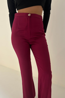 Pantalon Sixties Pied-De-Poule Prune