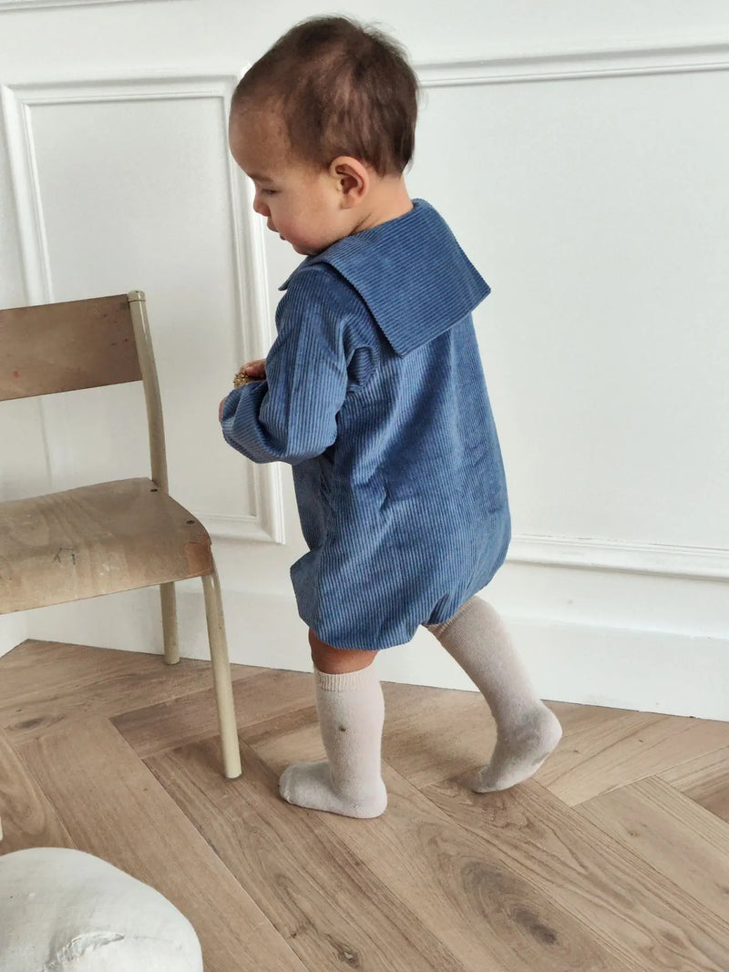 Barboteuse Hoche - Velours - Bleu