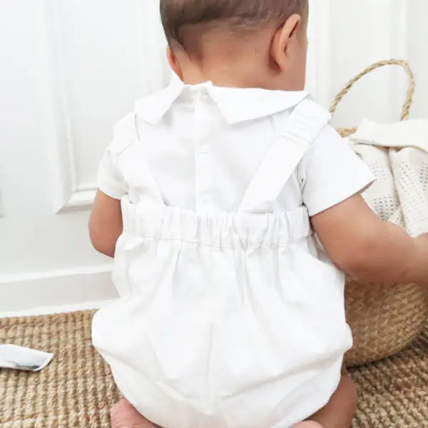 Barboteuse Etoile - À Bretelle Coton Blanc