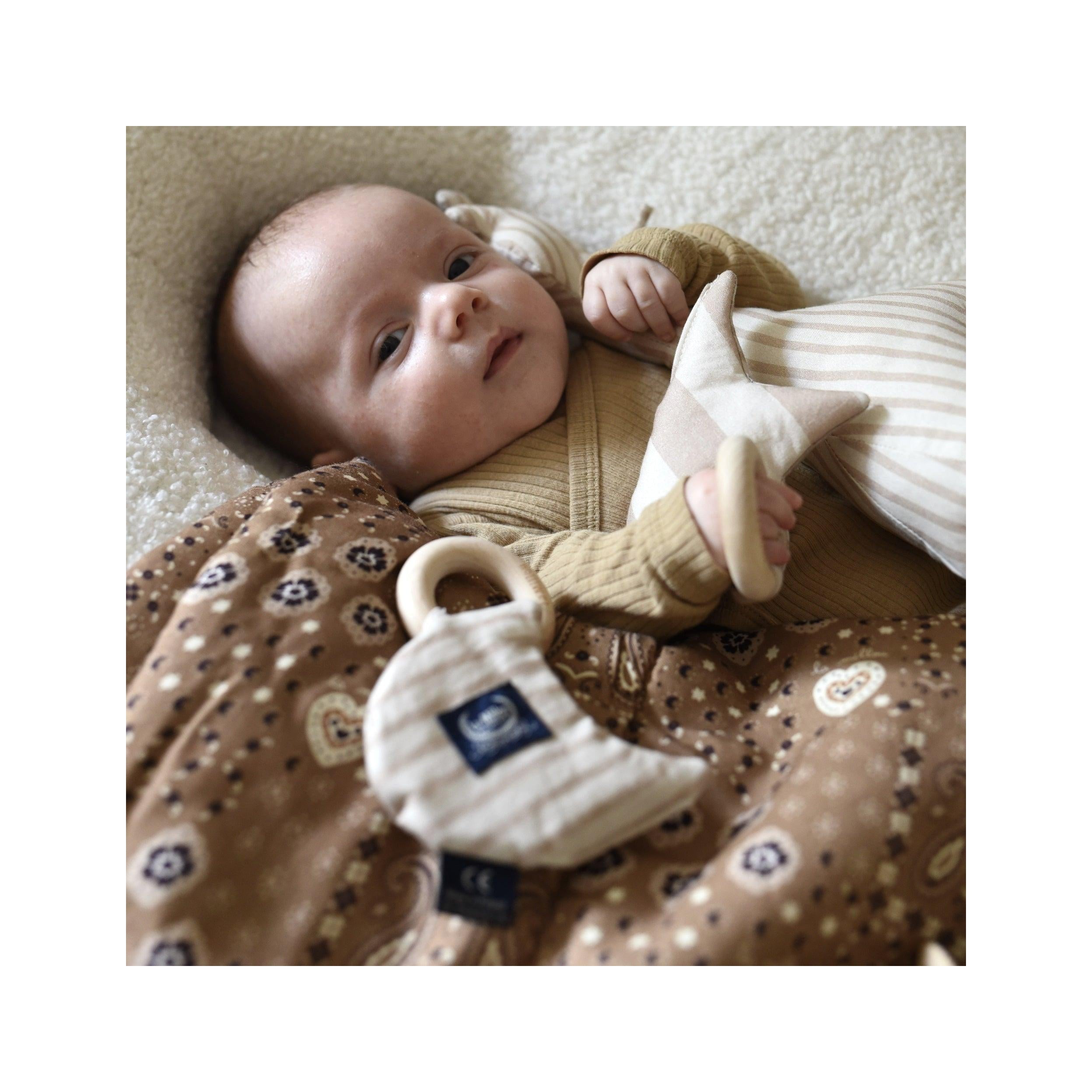 Anneau de Dentition Star Coton - Rayures Beige
