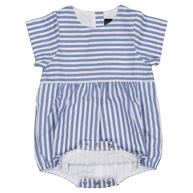 Barboteuse Bourse - Seersucker Rayures Bleues
