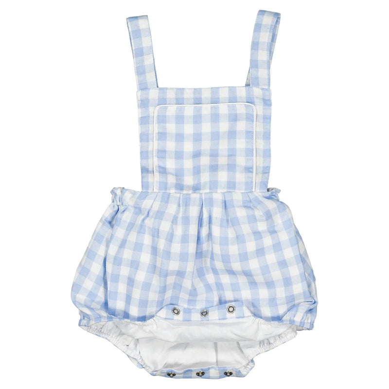 Barboteuse Marais - Double Gaze Vichy Bleu