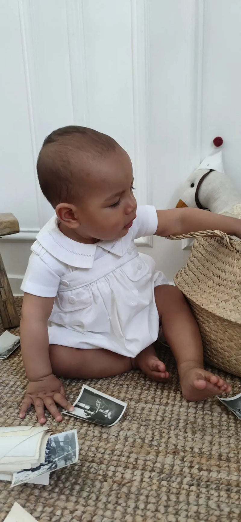 Barboteuse Etoile - À Bretelle Coton Blanc