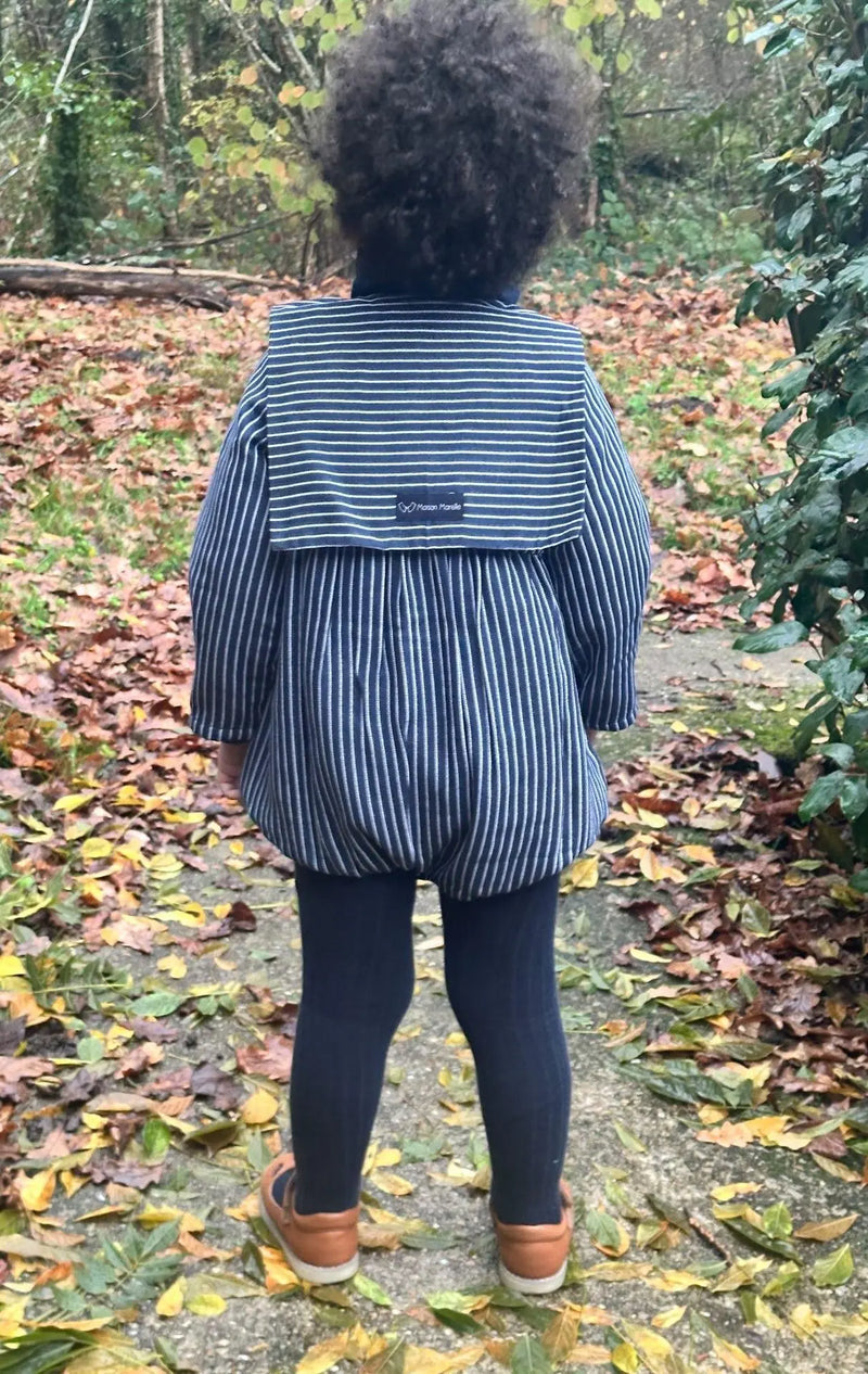 Bac Romper - Navy Striped