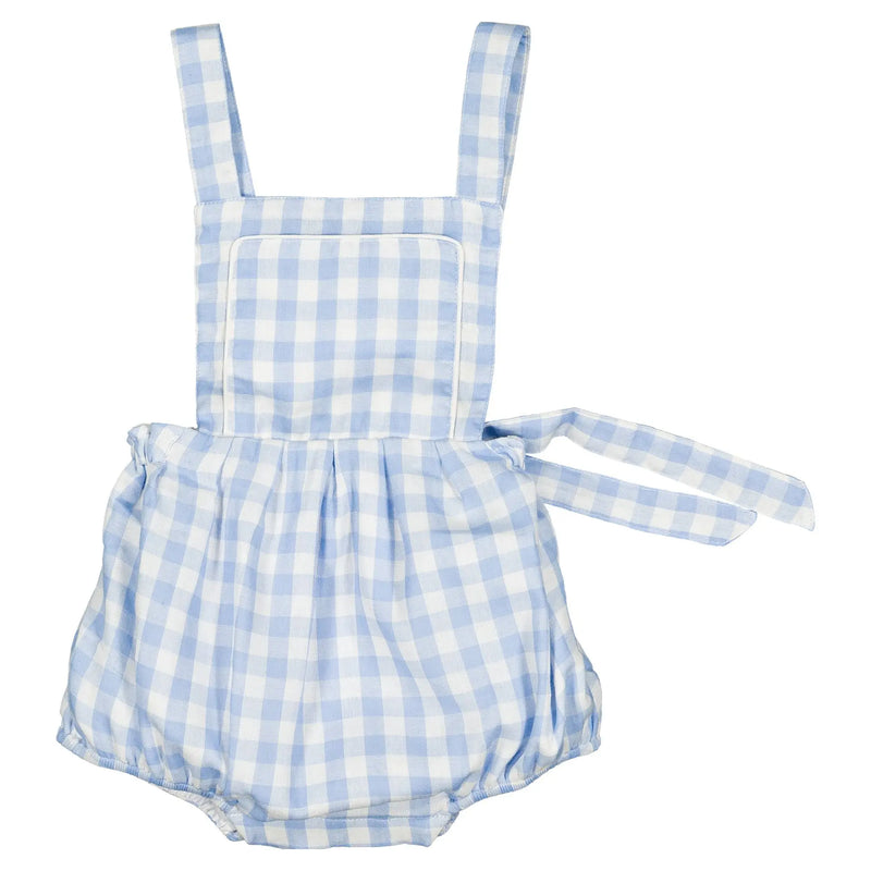 Barboteuse Marais - Double Gaze Vichy Bleu