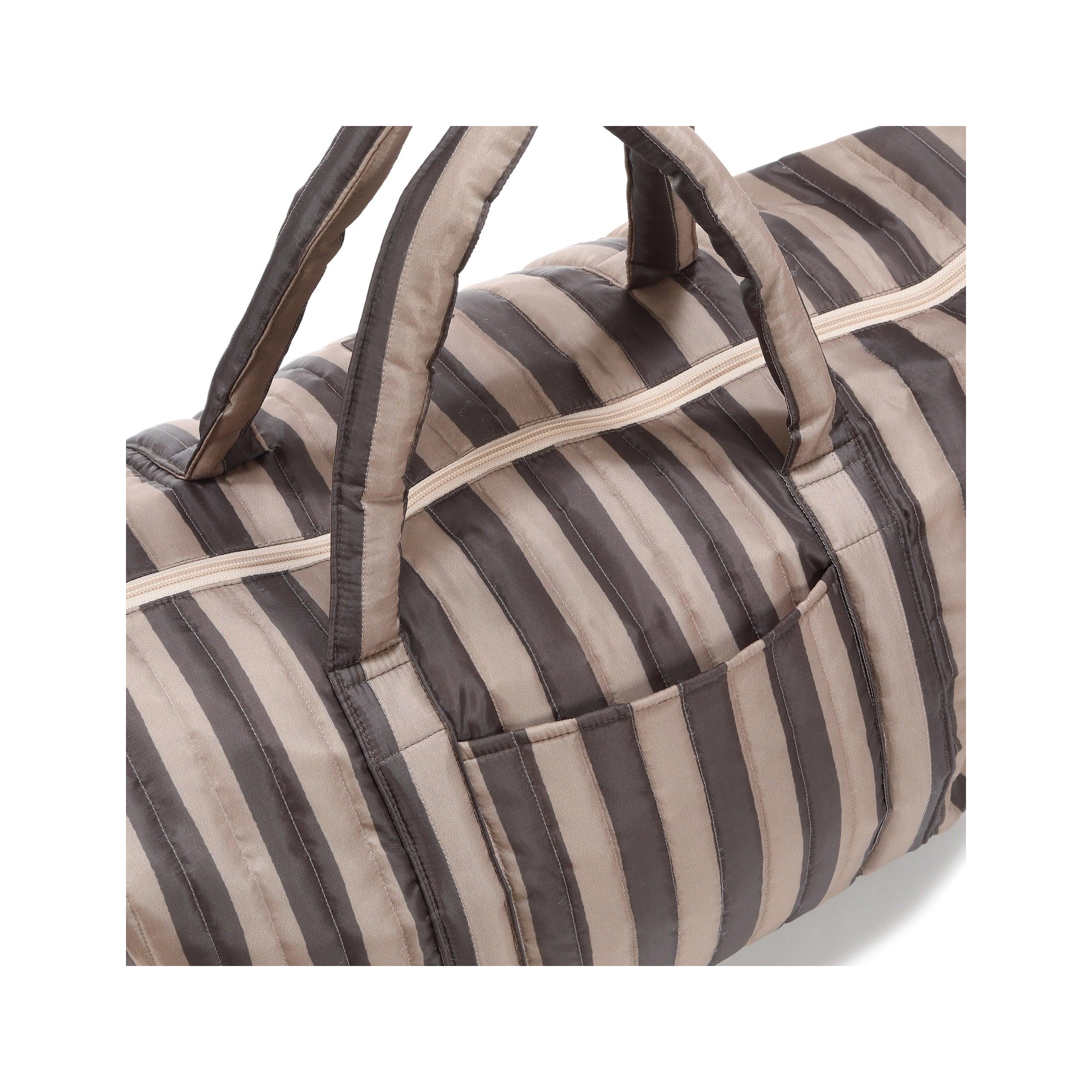 Sac Weekend Nylon - Rayures Marron