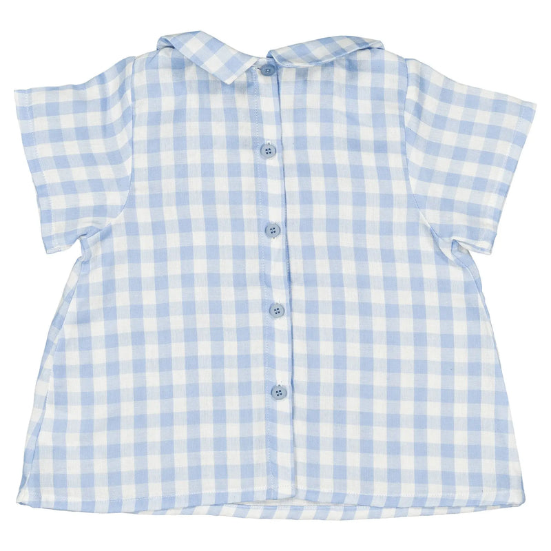 Blouse Courcelles - Vichy Bleu Double Gaze