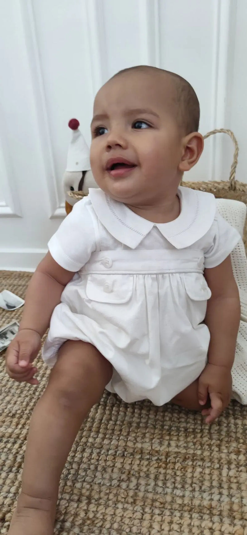 Barboteuse Etoile - À Bretelle Coton Blanc