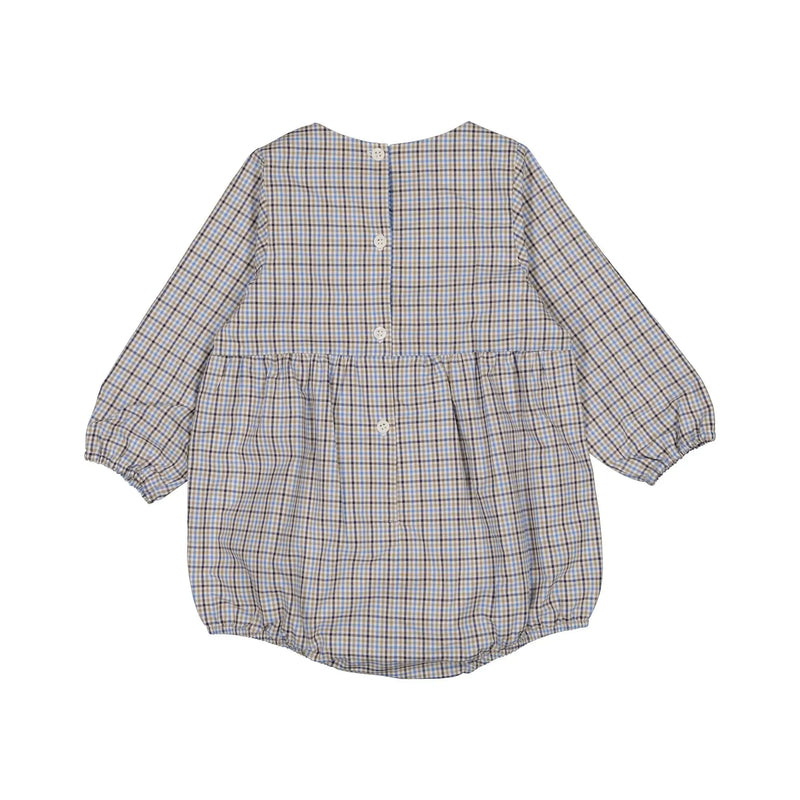 Barboteuse Bourse - Carreaux Bleu Camel - Multicolore