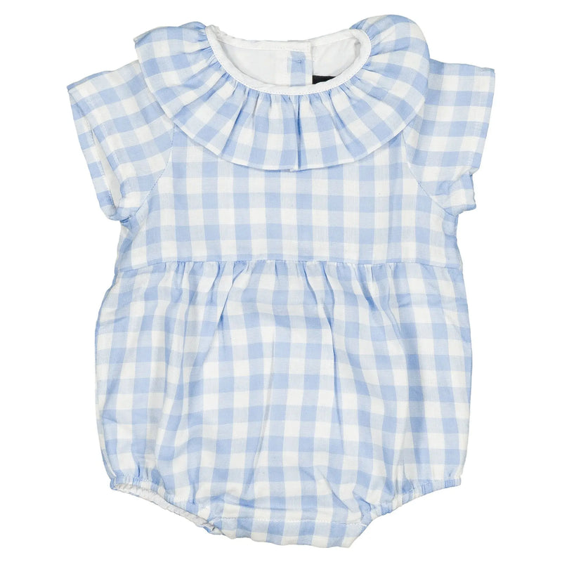 Barboteuse Dupleix - Double Gaze Vichy Bleu