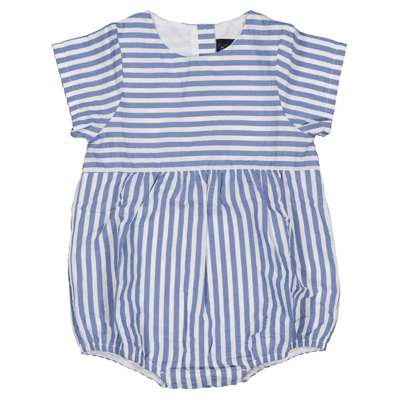 Barboteuse Bourse - Seersucker Rayures Bleues