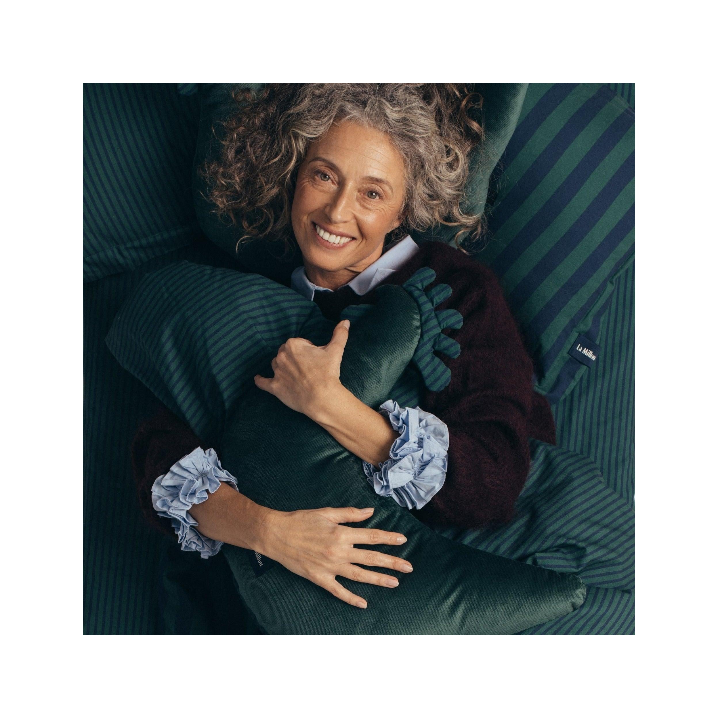 Coussin Poule de Grand-mère Dany Velvet Coton - Rayures Vert