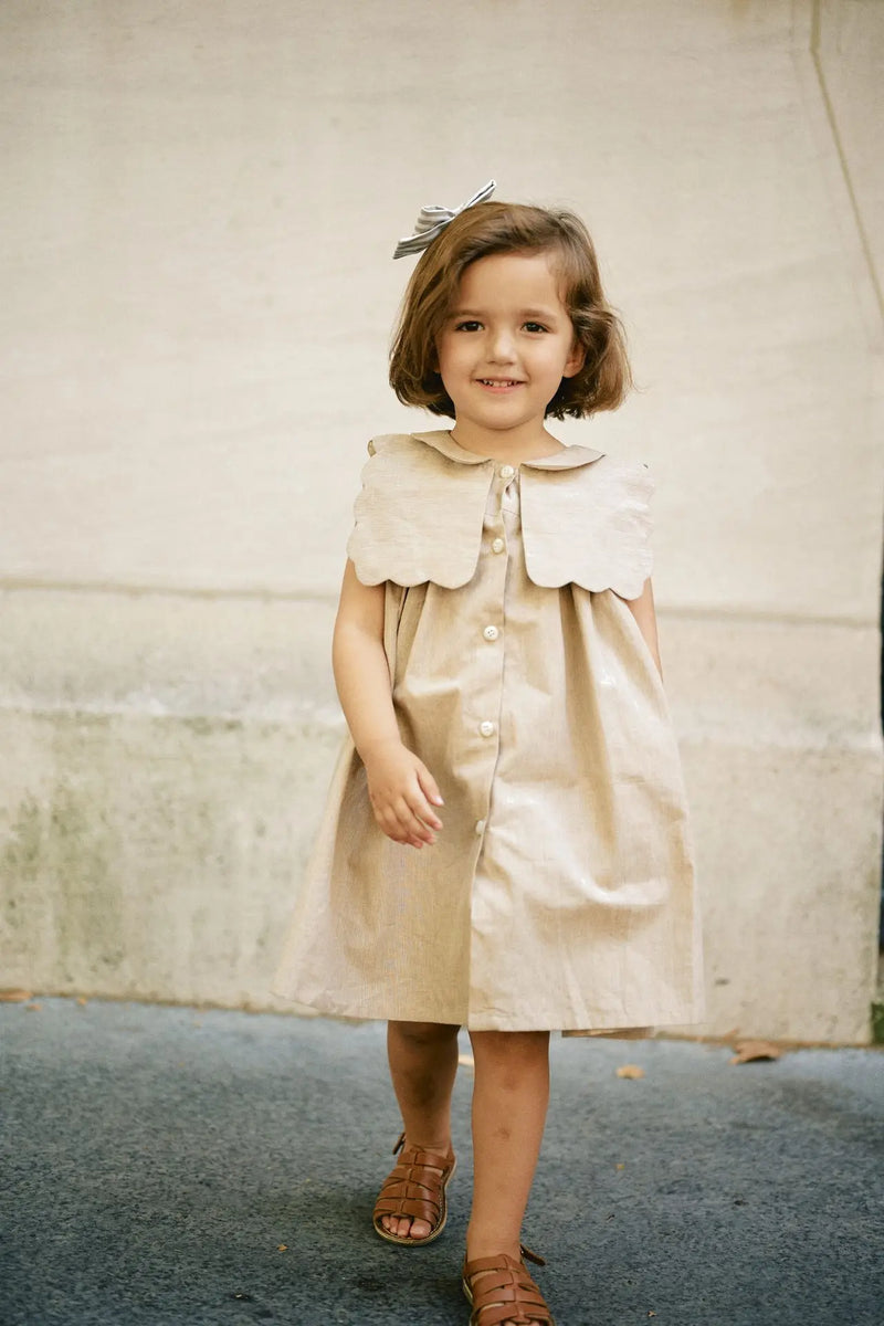 Robe Elysée - Beige Fines Rayures