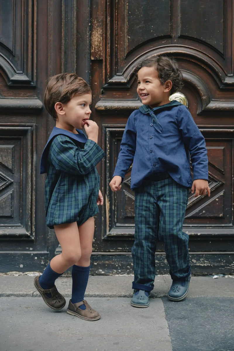 Barboteuse Bac - Tartan Bleu