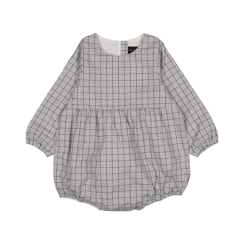 Barboteuse Bourse - Carreaux Bleu Camel - Multicolore