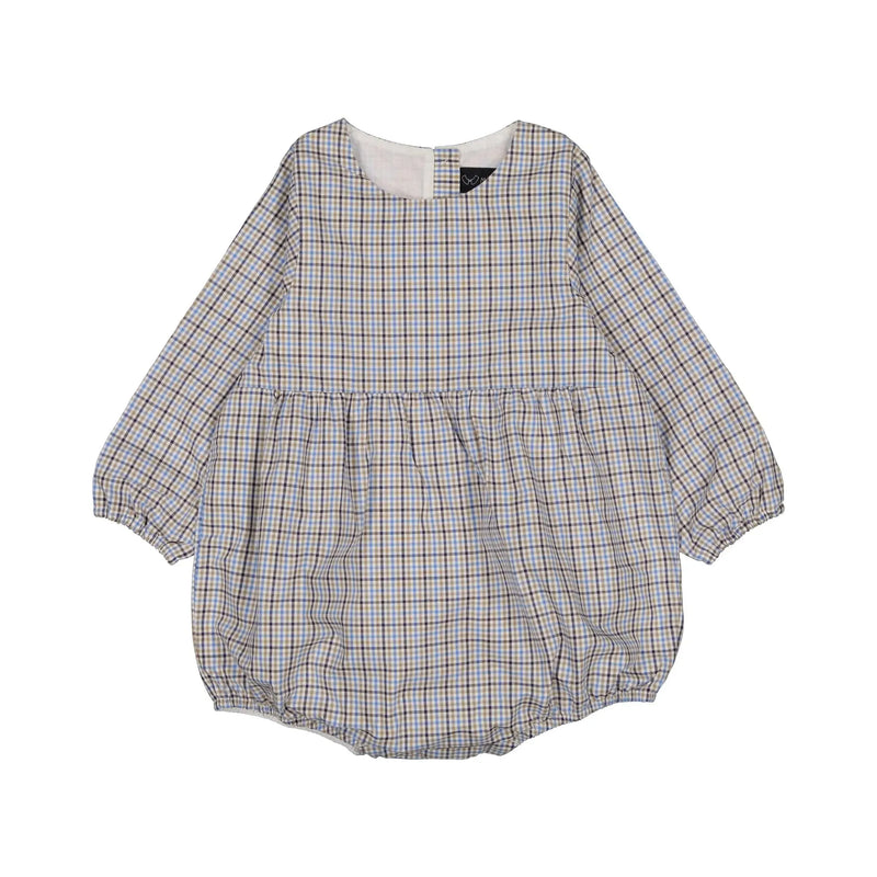 Barboteuse Bourse - Carreaux Bleu Camel - Multicolore