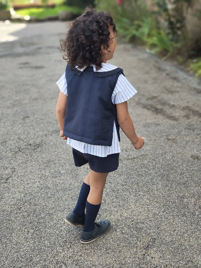 Short Sevres - Velours Navy - Bleu