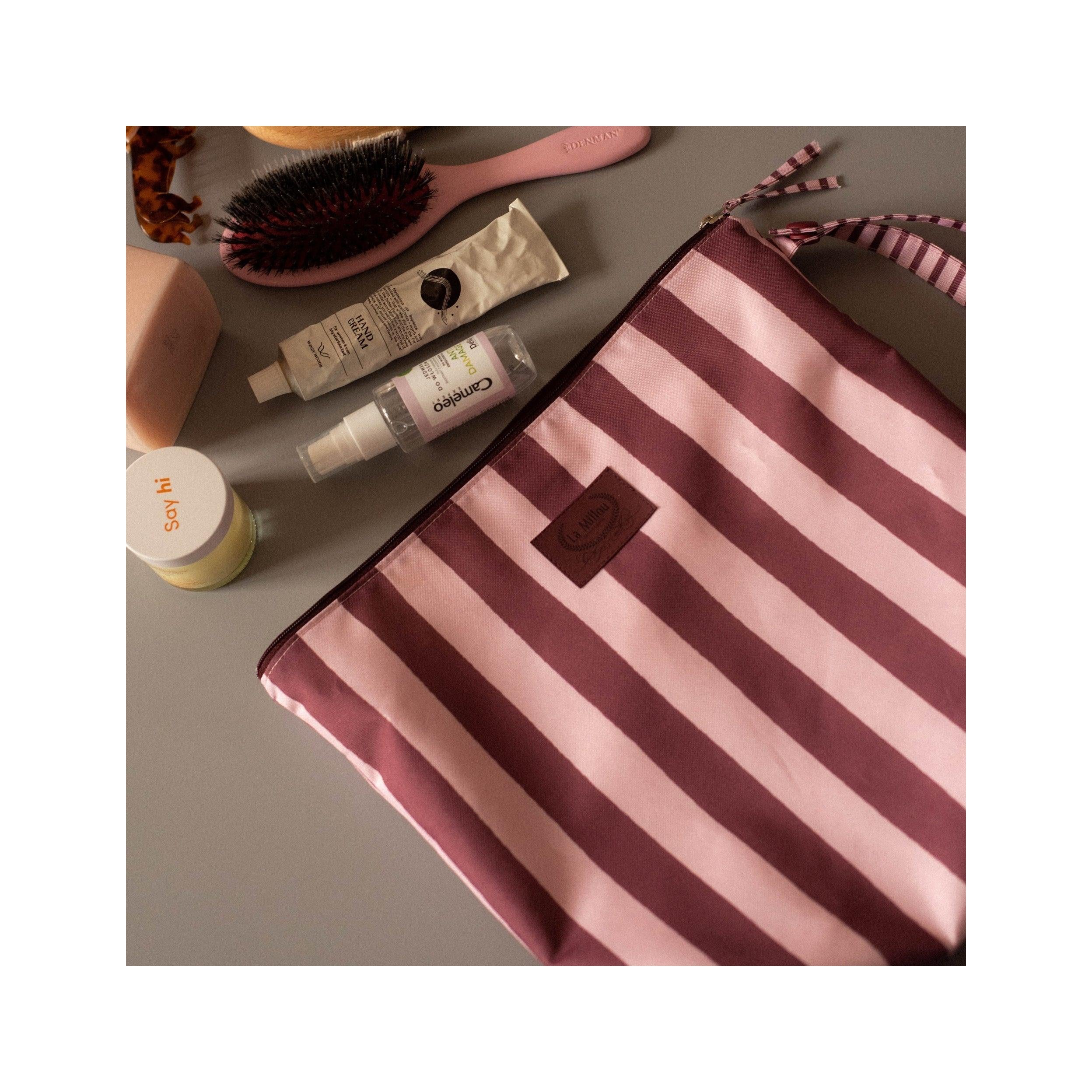 Trousse Imperméable - Rayures Rose