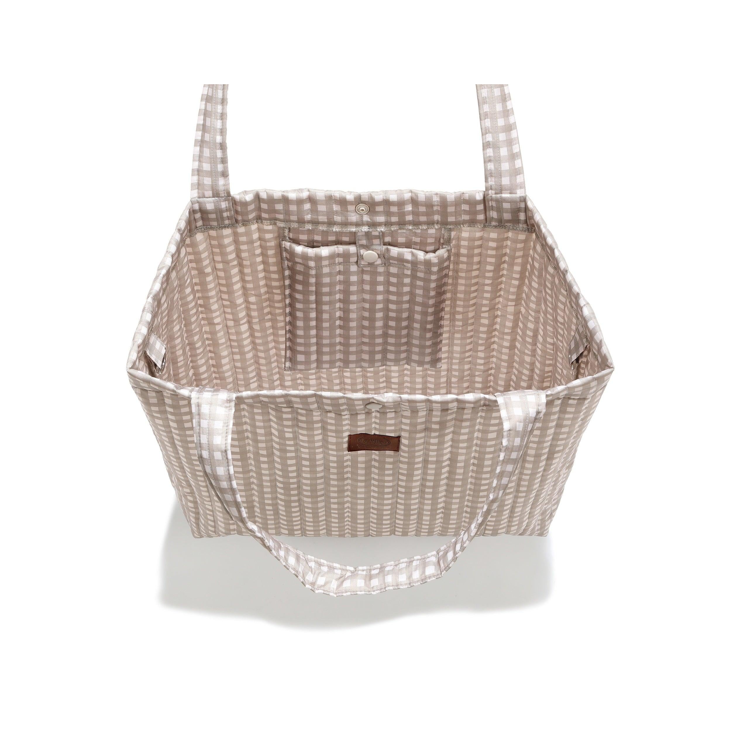 Sac Shopper en Nylon - Beige Vichy