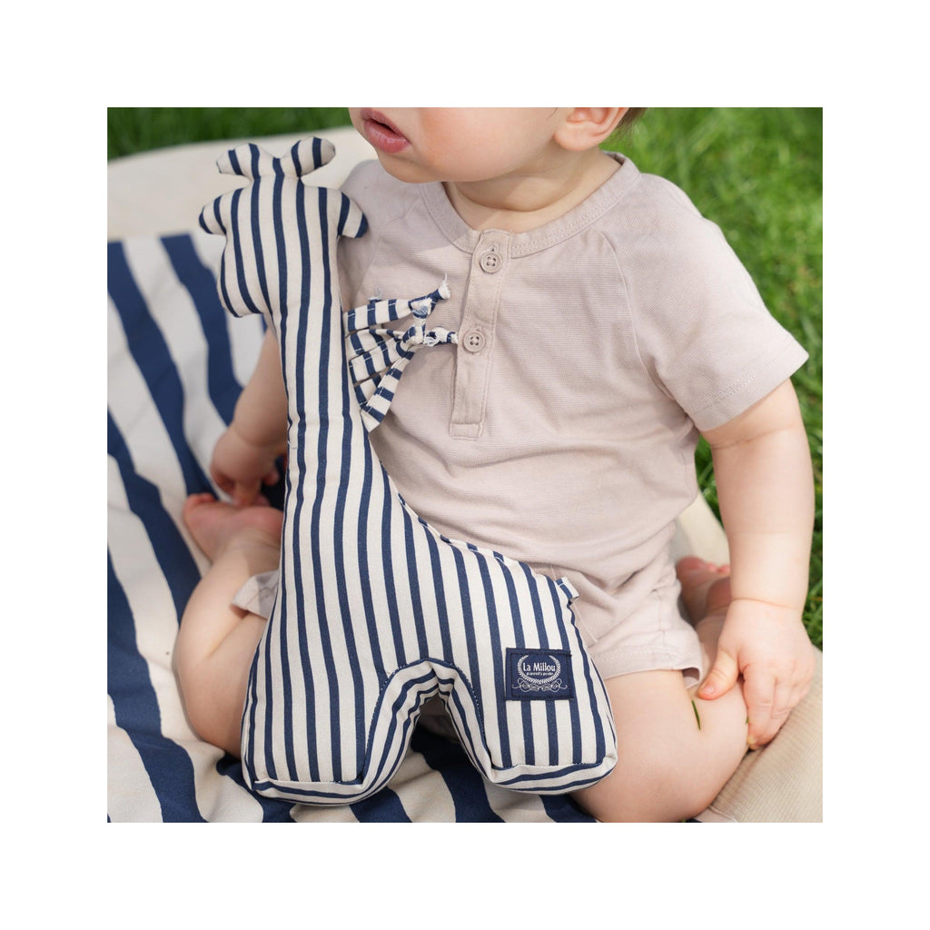 Hochets Girafe Coton - Rayures Marine