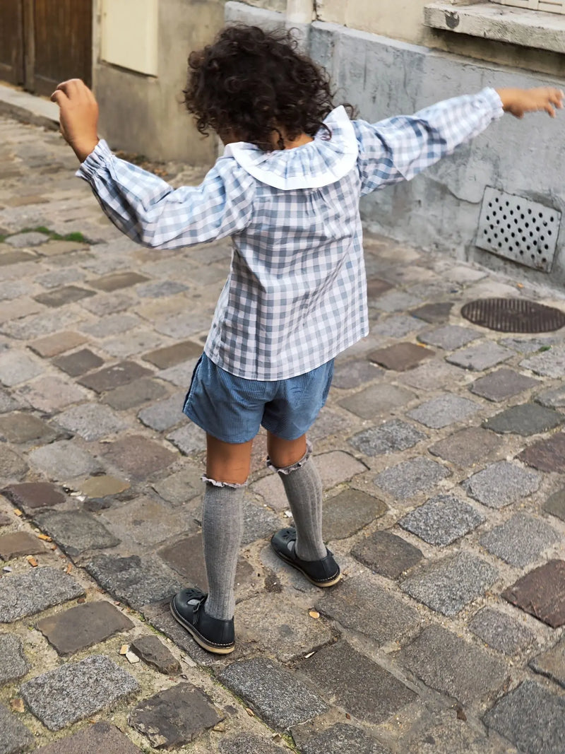 Short Sevres - Velours Sky - Bleu