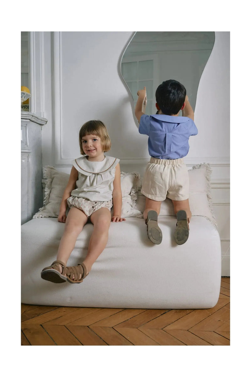 Bloomer Chaillot - Rayé Fleurs - Camel