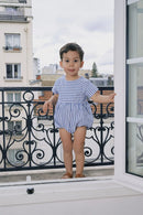 Barboteuse Bourse - Seersucker Rayures Bleues