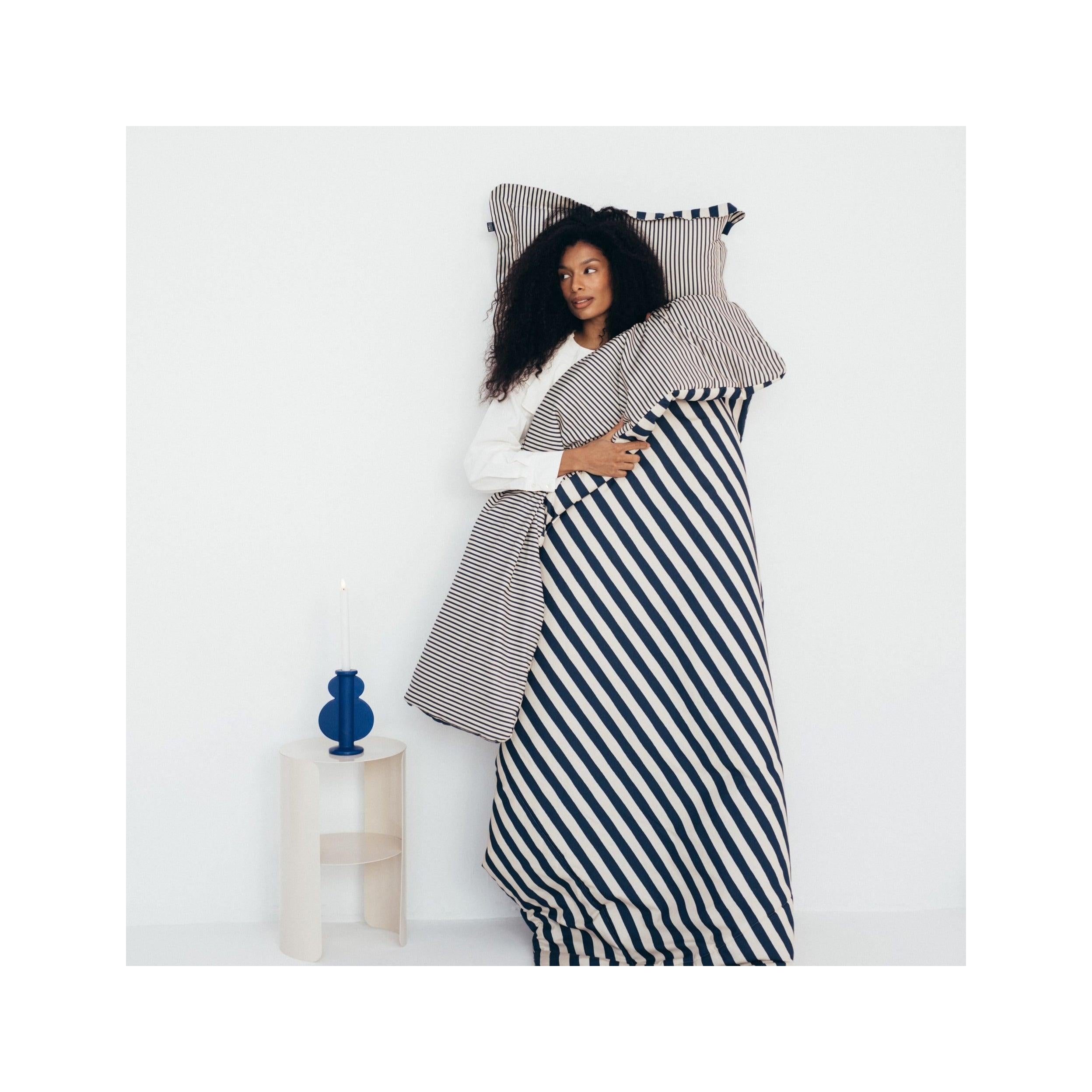 Ensemble de Literie en Coton - Rayures Marine