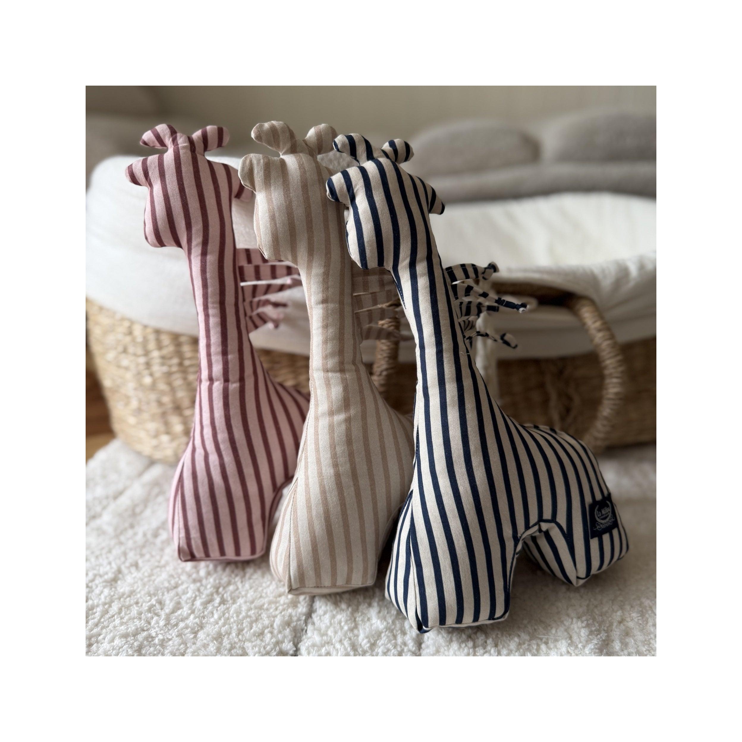 Hochets Girafe Coton - Rayures Rose