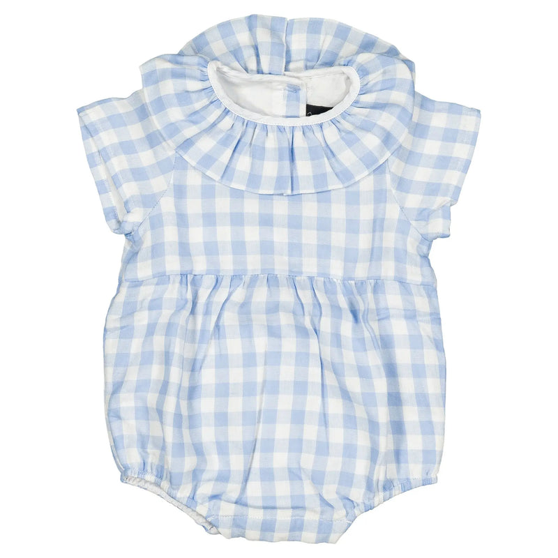 Barboteuse Dupleix - Double Gaze Vichy Bleu